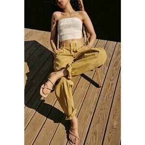 Free People Pants Khaki Tan Relaxed Cya Later Skate Casual Basic Slouchy Size 8